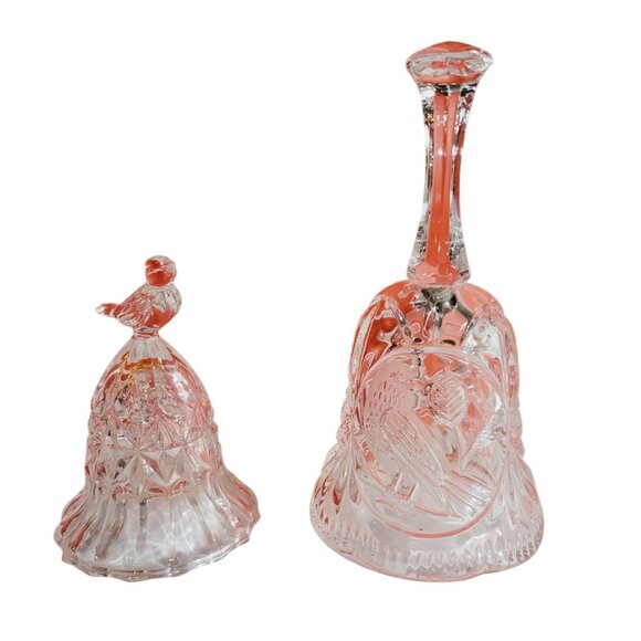 Hofbauer Byrdes Bells Collection 5.5" and 3.75" Clear Lead Crystal with Clappers - Picture 1 of 11